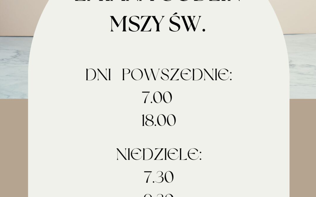 Zmiana porządku nabożeństw od 1 stycznia 2026 r.